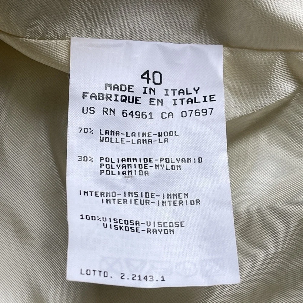 Made in Italy of Benetton Wool Blazer Sz 40 Buttercream‎ Boucle Old Money Preppy